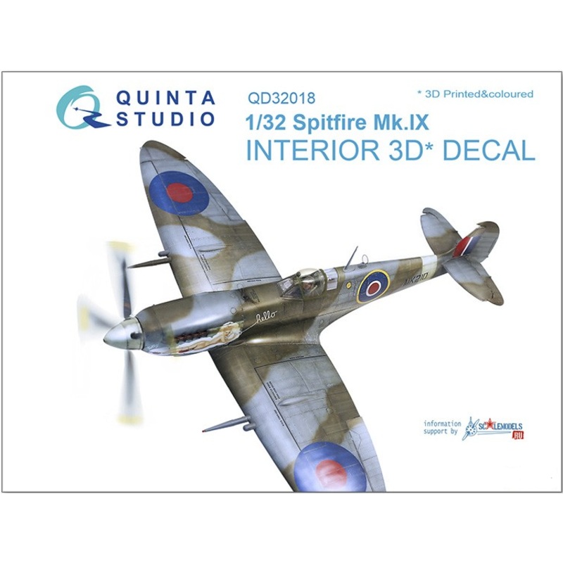 Quinta Studio 32018 1/32 Spitfire Mk.IX 3D-Printed & Colored Interior on Decal Paper (for Tamiya Kit)