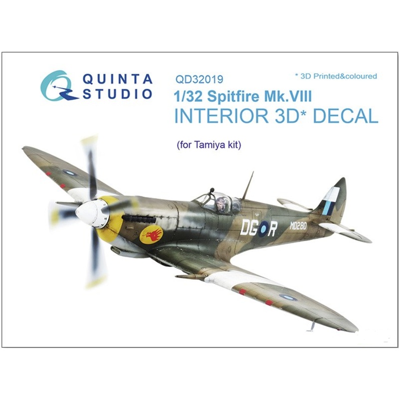 Quinta Studio 32019 1/32 Spitfire Mk.VIII 3D-Printed & Colored Interior on Decal Paper (for Tamiya Kit)