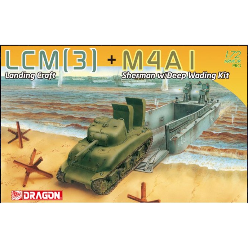 Dragon 7516 1/72 LCM(3) Landing Craft + M4A1 Sherman w/Deep Wading Kit