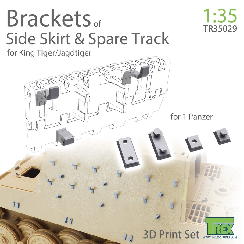 T-Rex 35029 1/35 Brackets of Side Skirt & Spare Track for King Tiger/Jagdtiger