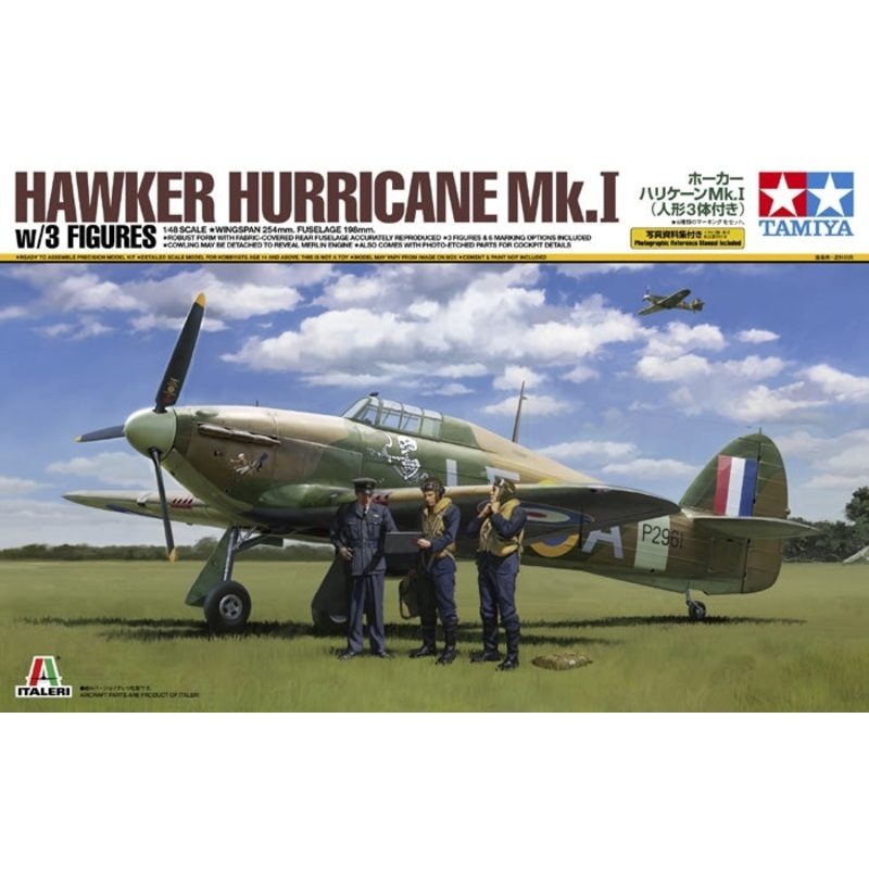Tamiya 37011 1/48 1/48 Hawker Hurricane Mk.I W/3 Figures