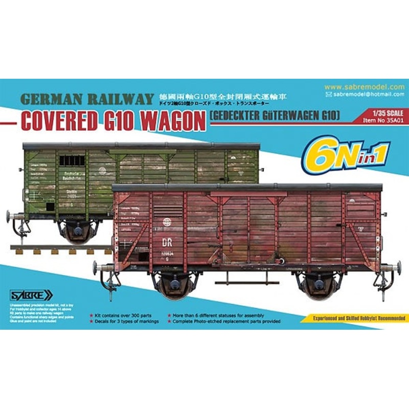 Sabre 35A01 1/35 German Railway Covered G10 Wagon (6in1)