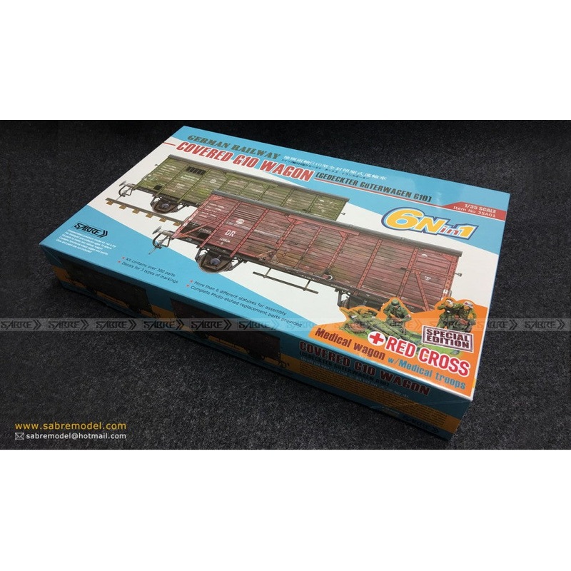 Sabre 35A01RCSP 1/35 German Railway Covered G10 Wagon (6in1) - Red Cross Edition