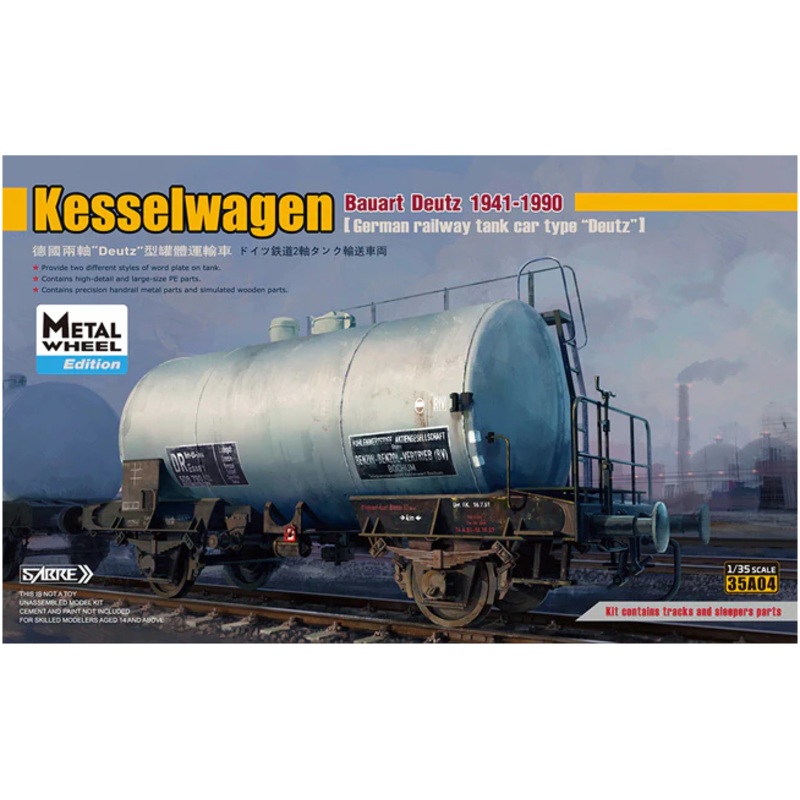 Sabre 35A04MW 1/35  German Railway Tank Car Kesselwagen Bauart Deutz 1941-1990 - Metal Wheel Edition