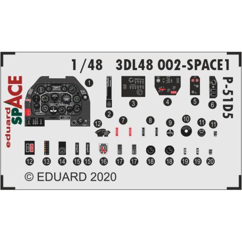 Eduard 3DL48002 1/48 P-51D-5 Mustang Space-3D Decals + Etched Parts