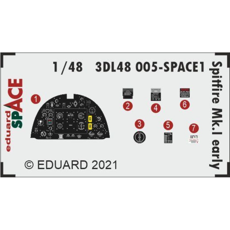 Eduard 3DL48005 1/48 Spitfire Mk.I Early Space-3D Decals + Etched Parts