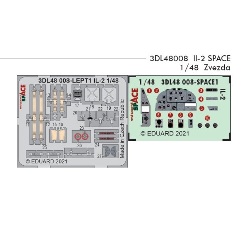 Eduard 3DL48008 1/48 II-2 Stormovik Space-3D Decals + Etched Parts