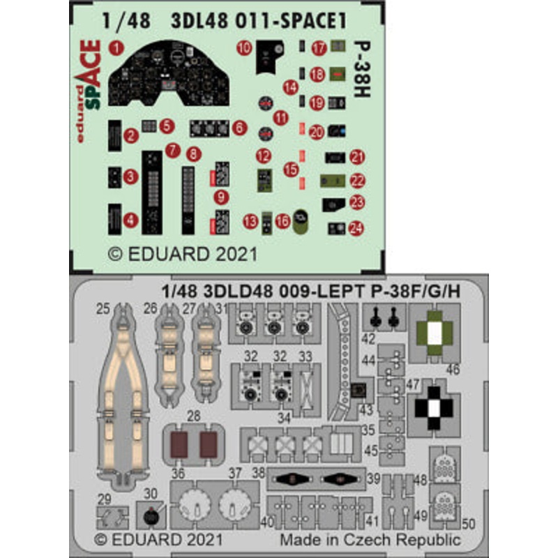 Eduard 3DL48011 1/48 P-38H Lightning Space-3D Decals + Etched Parts