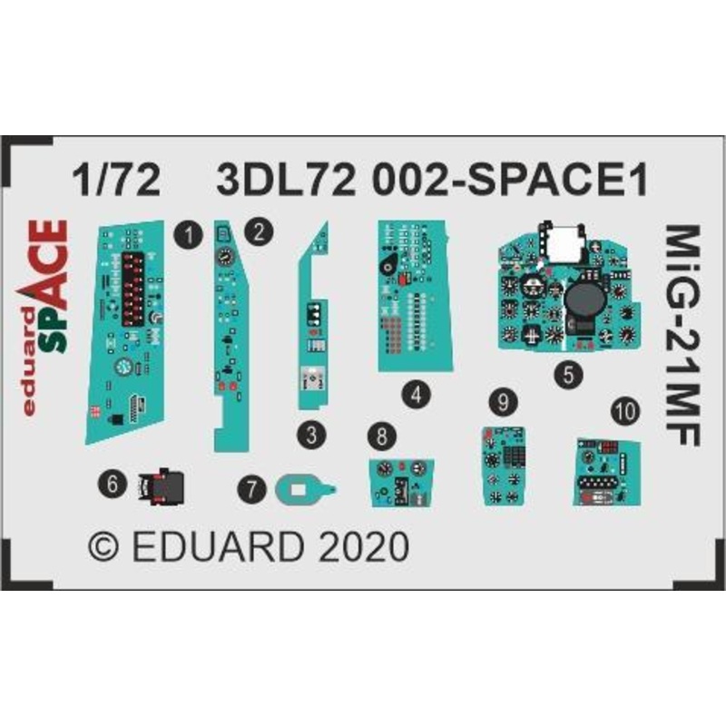 Eduard 3DL72002 1/72 Mikoyan MiG-21MF Space-3D Decals + Etched Parts