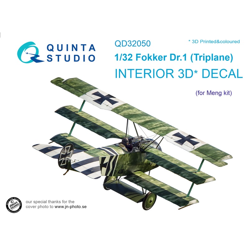 Quinta Studio 32050 1/32 Fokker Dr. 1 3D-Printed & Colored Interior on Decal paper (for Meng kit)