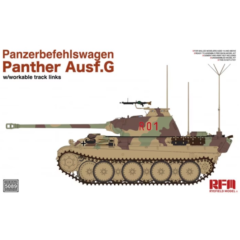 Rye Field Model 5089 1/35 Panzerbefehlswagen Panther Ausf.G w/Workable Track Links