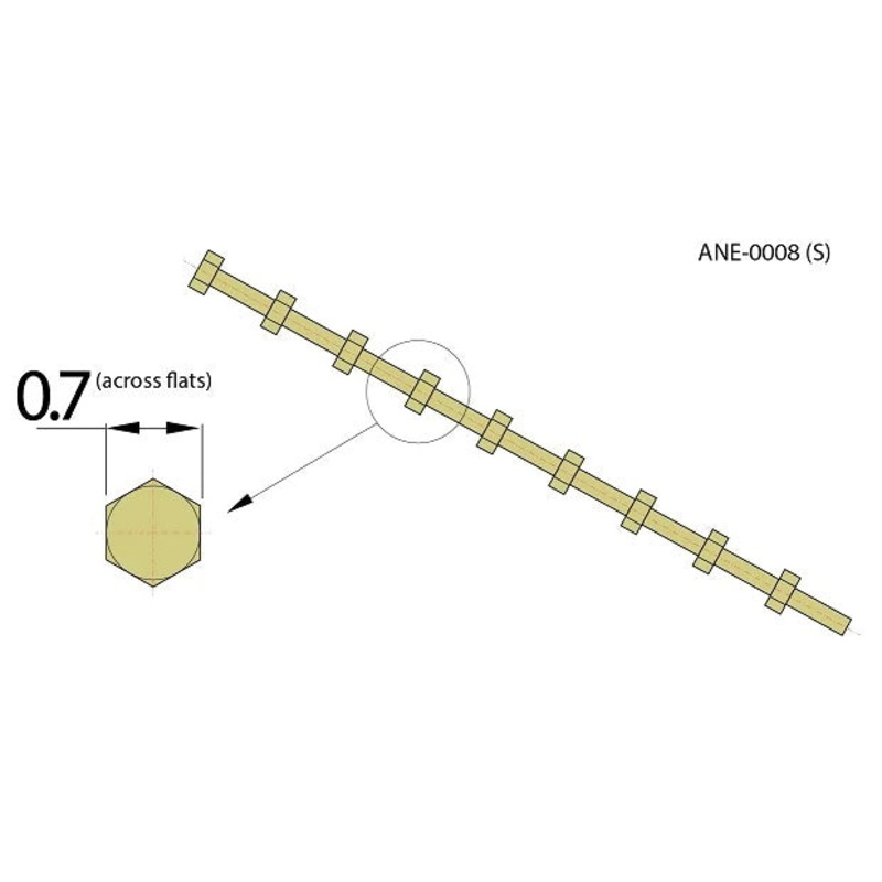 Adlers Nest 0008 1/35 Hexagon Bolt Head .07mm, S, Brass