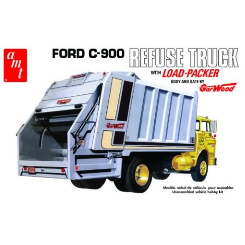 AMT 1247 FORD C-900 GAR WOOD LOAD PACKER GARBAGE TRUCK 1:25 SCALE MODEL KIT