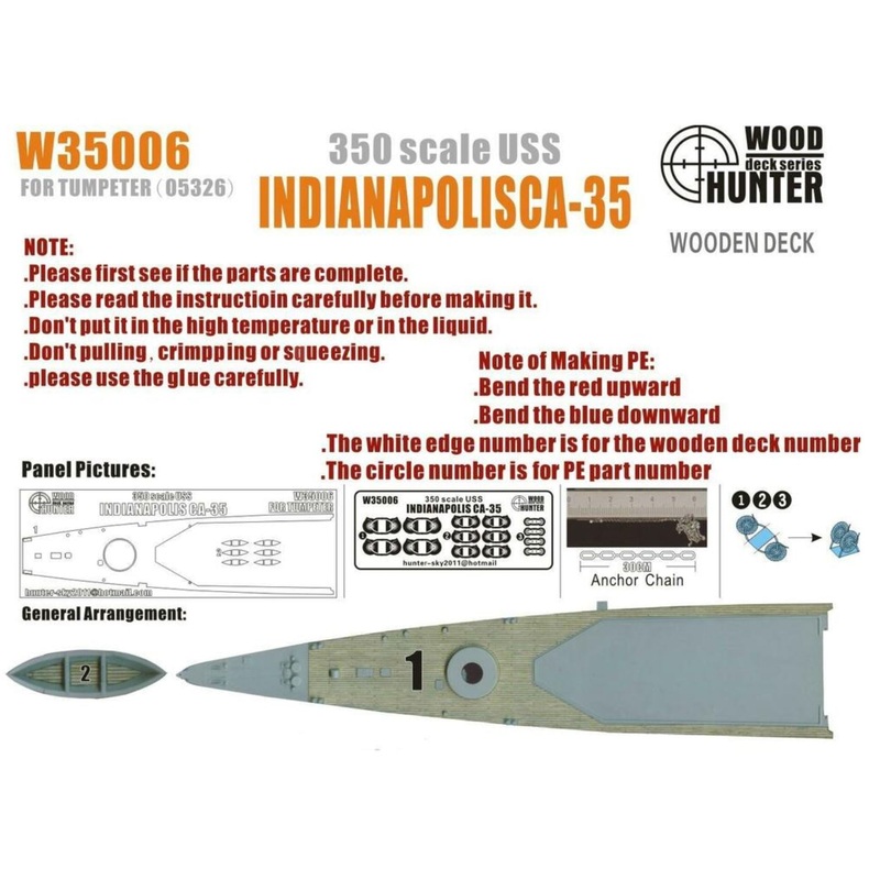 FlyHawk W35006 1/350 WWII Cruiser USS Indianapolis CA-35 Wooden Deck