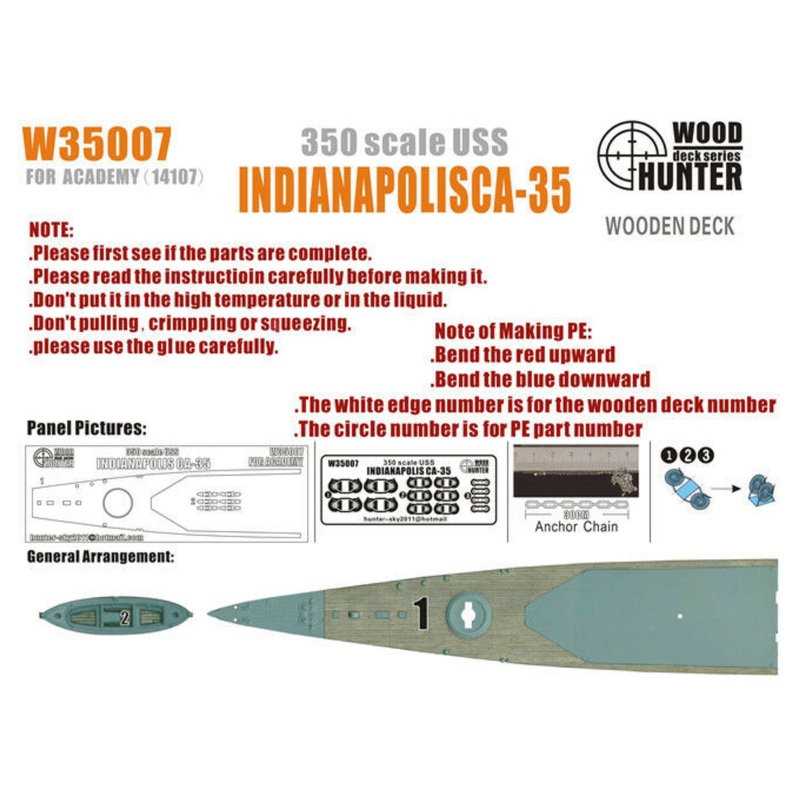 FlyHawk W35007 1/350 WWII Cruiser USS Indianapolis CA-35 Wooden Deck