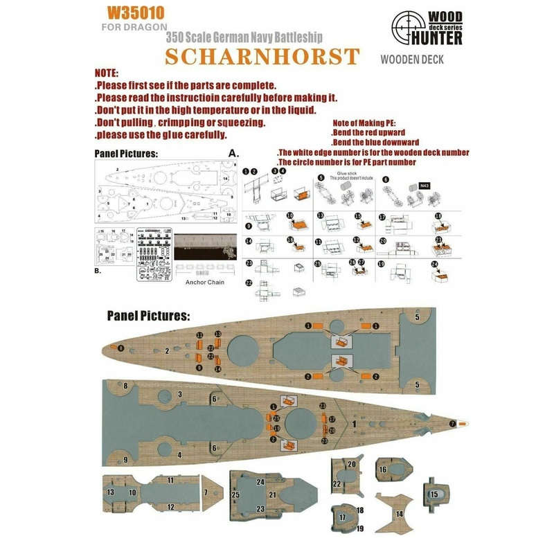FlyHawk W35010 1/350 WWII German Battlecruiser Scharnhorst Wooden Deck