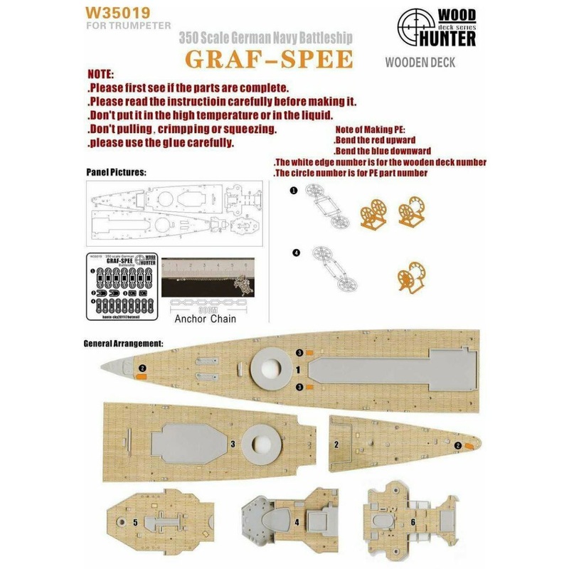 FlyHawk W35019 1/350 WWII German Graf Spee Panzerschiff Wooden Deck