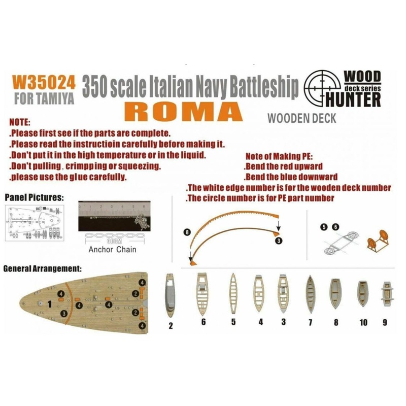 FlyHawk W35024 1/350 WWII Italian Battleship Roma Wooden Deck