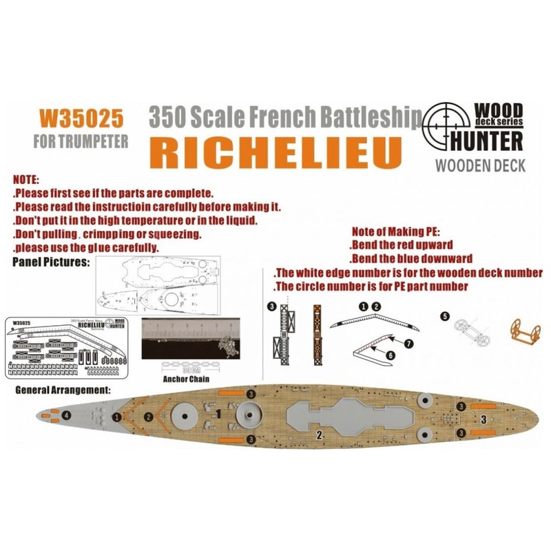 FlyHawk W35025 1/350 WWII French Battleship Richelieu Wooden Deck