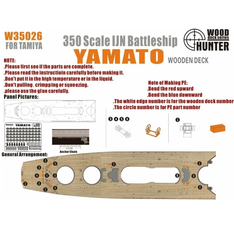 FlyHawk W35026 1/350 WWII IJN Battleship Yamato Wooden Deck