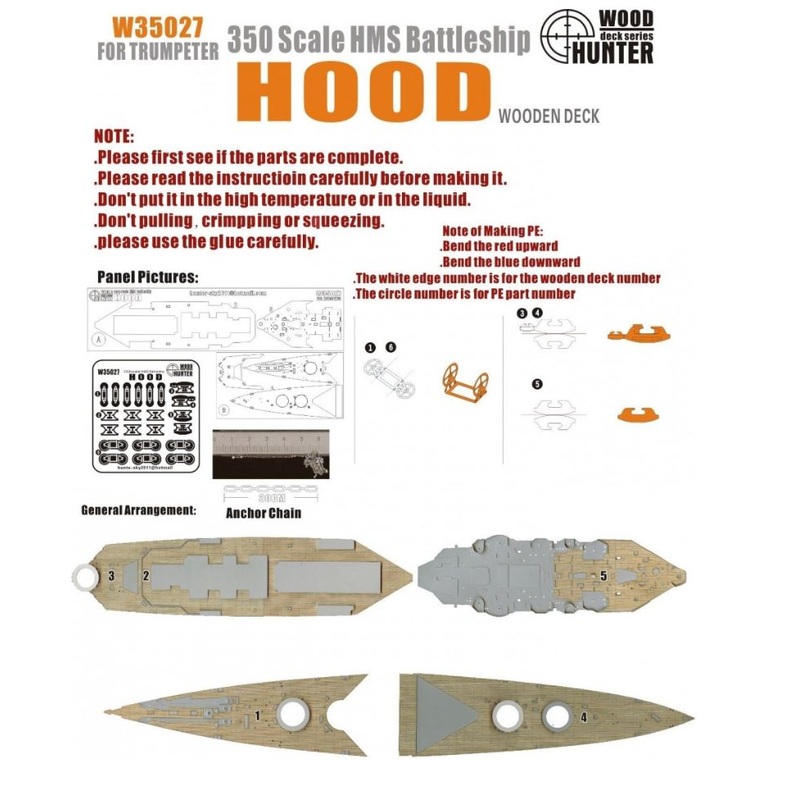 FlyHawk W35027 1/350 WWII Battlecruiser HMS Hood Wooden Deck