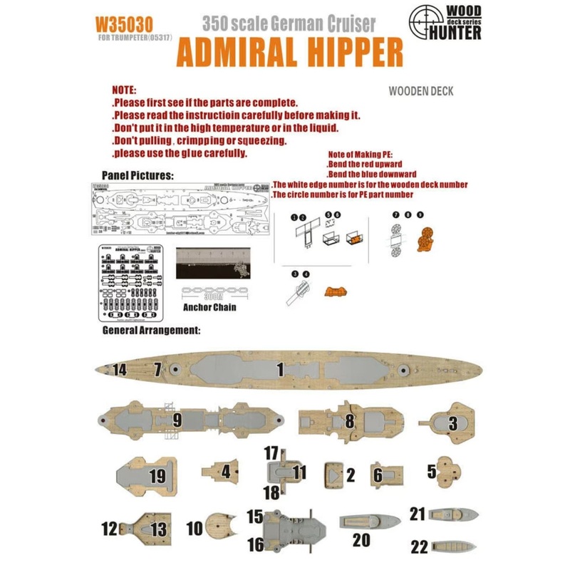 FlyHawk W35030 1/350 WWII German Cruiser Admiral Hipper Heavy 1941 Wooden Deck