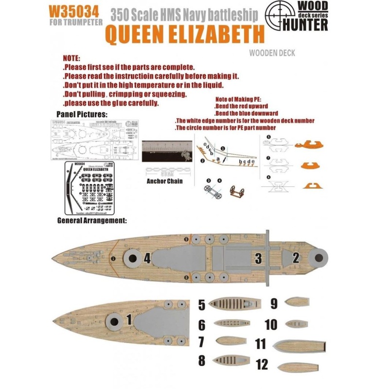 FlyHawk W35034 1/350 WWII  Battleship HMS Queen Elizabeth Wooden Deck