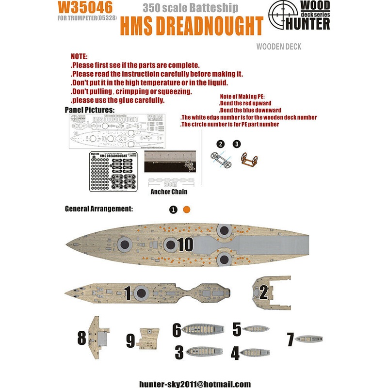 FlyHawk W35046 1/350 WWII Battleship HMS Dreadnought Wooden Deck