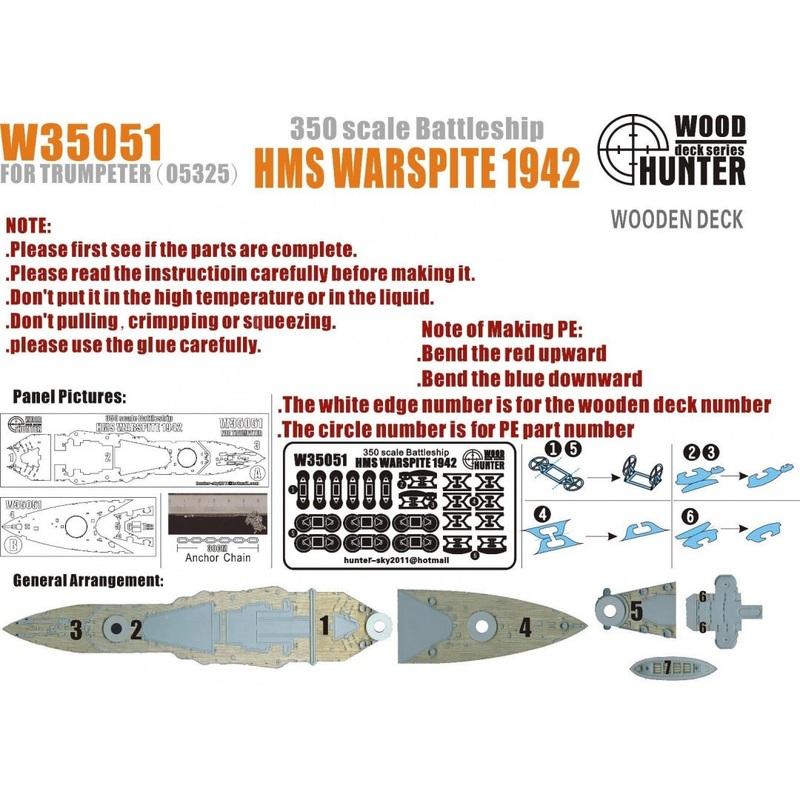 FlyHawk W35051 1/350 WWII Battleship HMS Warspite  1942 Wooden Deck