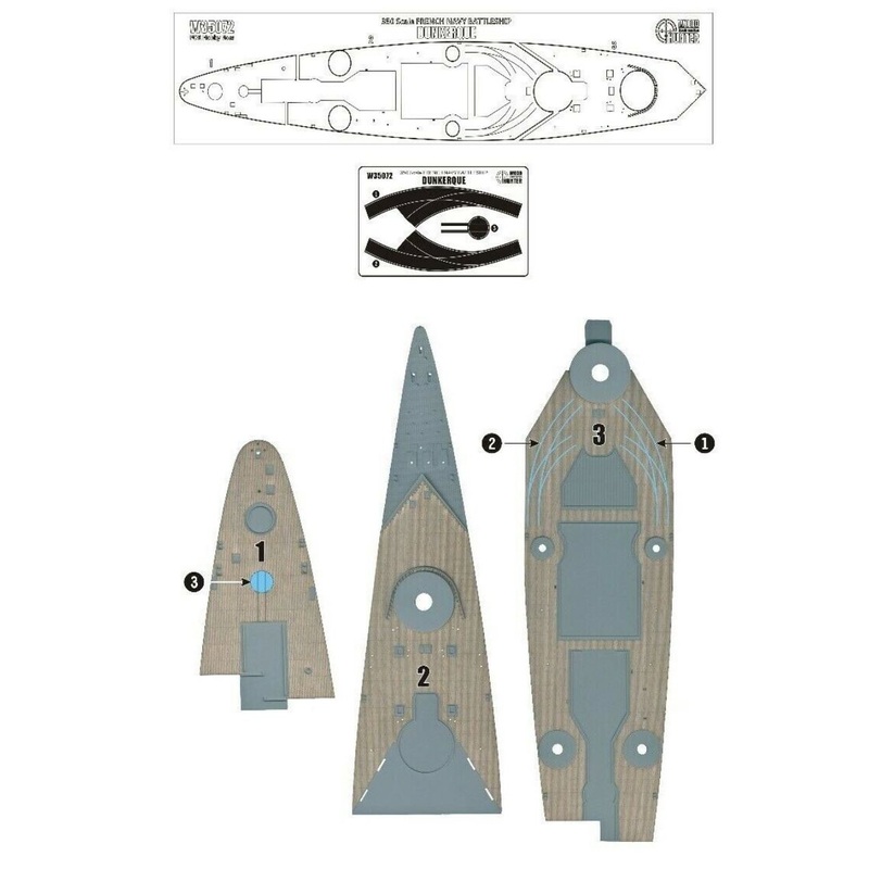 FlyHawk W35072 1/350 French Navy Battleship Dunkerque (for Hobby Boss 86506) Wooden Deck