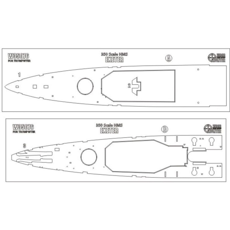 FlyHawk W35076 1/350 HMS EXETER (FOR TRUMPETER 05350) Wooden Deck