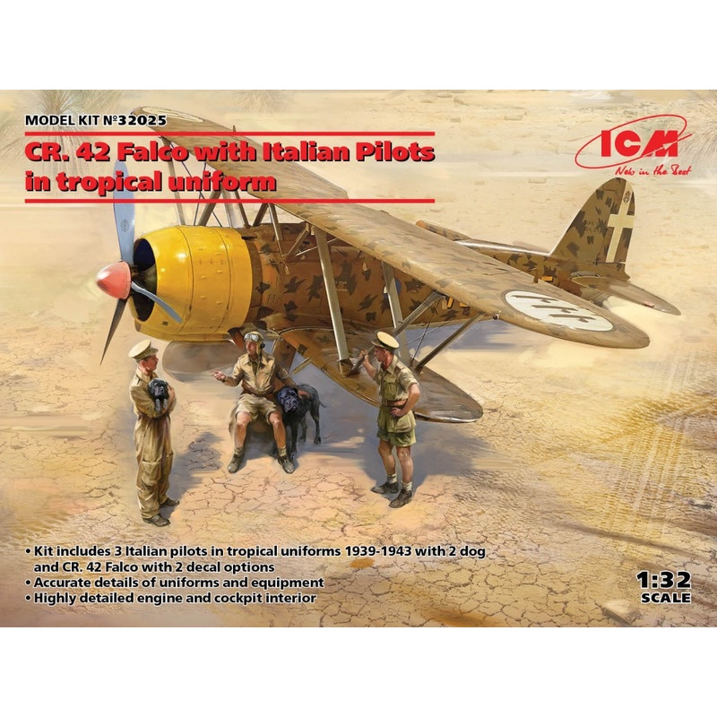 ICM 32025 1/32 CR 42 Falco W/ Italian Pilots (Tropical Uniform)