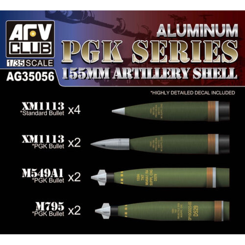 AFV Club AG35056 1/35 Aluminum 155mm artillery shell PGK series