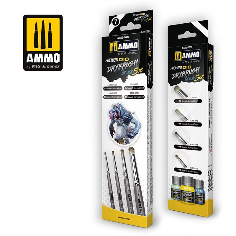 AMMO by Mig 7607 Dio Drybrush Brush Set