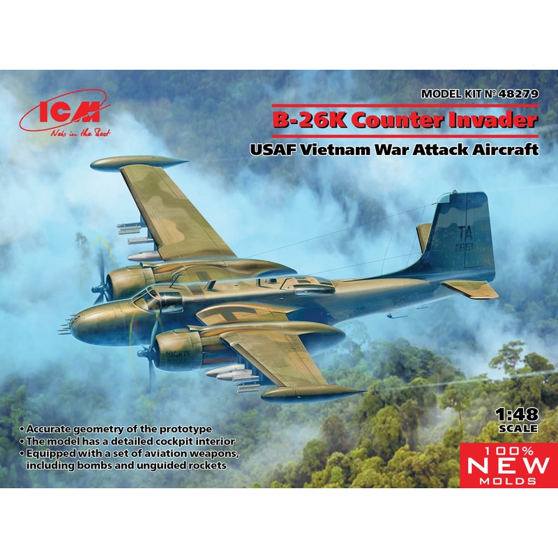 ICM 48279 1/48 B-26K Counter Invader, USAF Vietnam War Attack Aircraft