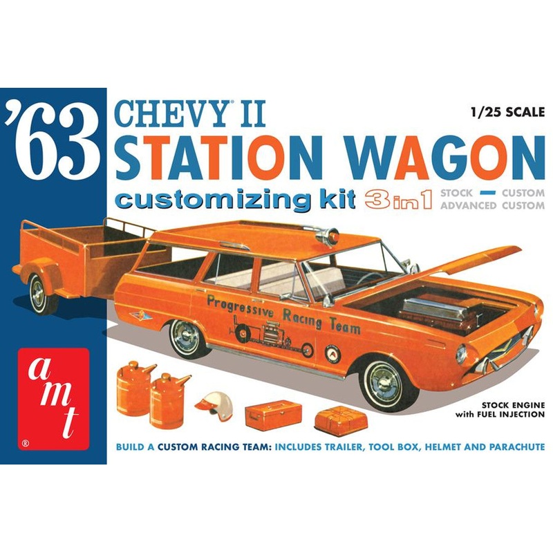 AMT 1201 1/25 1963 Chevy II Station Wagon + trailer
