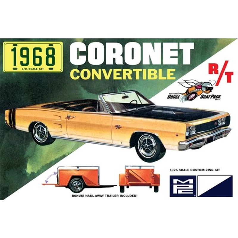 MPC 978 1/25 1968 Dodge Coronet R/T Convertible + Bonus Haul Away Trailer