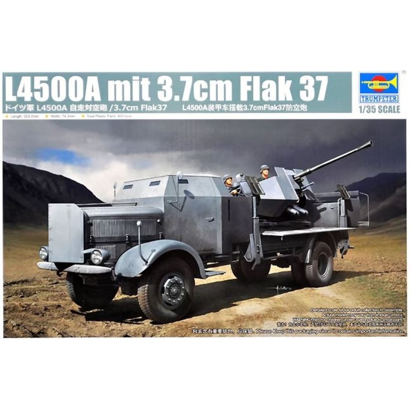 Trumpeter 09593 1/35 L4500A Military Truck w/3.7cm Flak 37 Gun