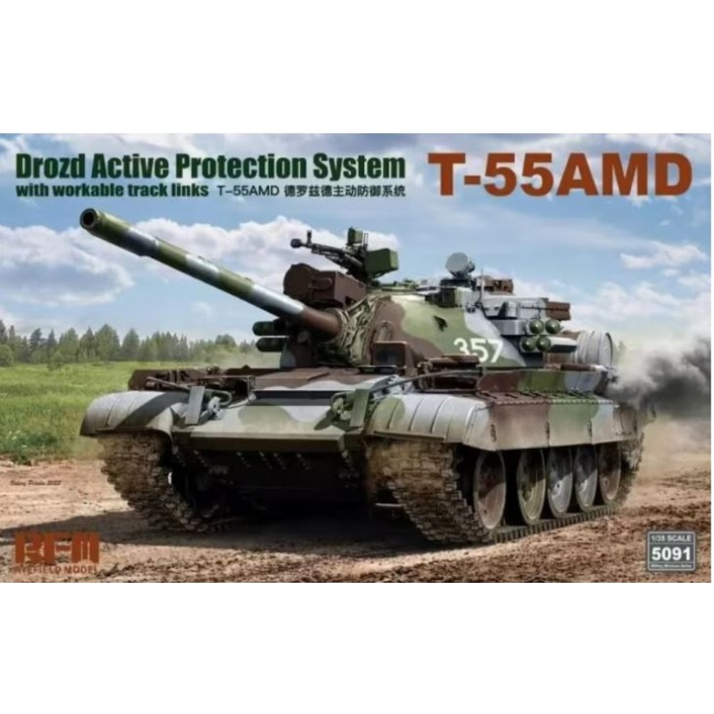 Rye Field Model 5091 1/35 T-55AMD Drozd Active Protection System with workable tracks
