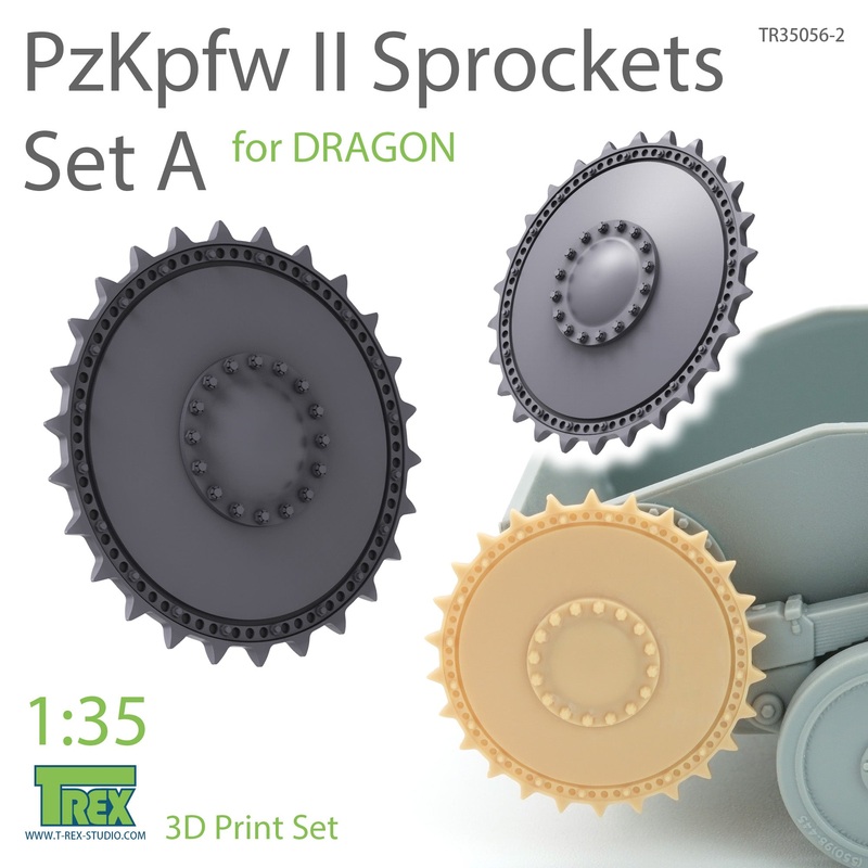T-Rex 35056-2 1/35 PzKpfw II Sprockets Set A for DRAGON