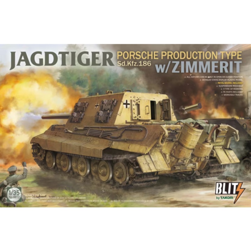 Takom Blitz 8012 1/35 Jagdtiger Sd.Kfz. 186 Porsche production type w/Zimmerit
