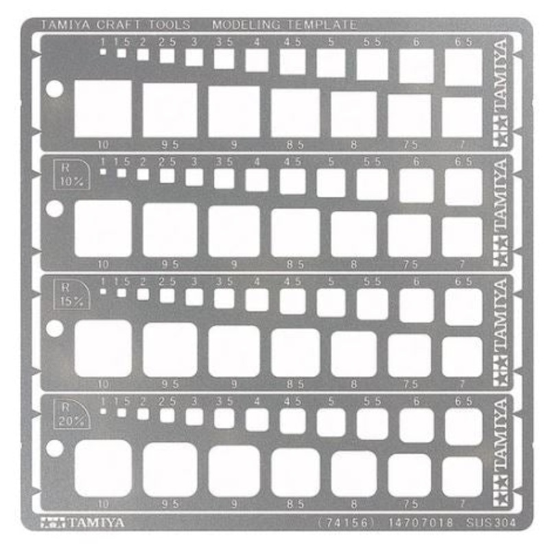 Tamiya 74156 Modeling Template (Square/1-10Mm)