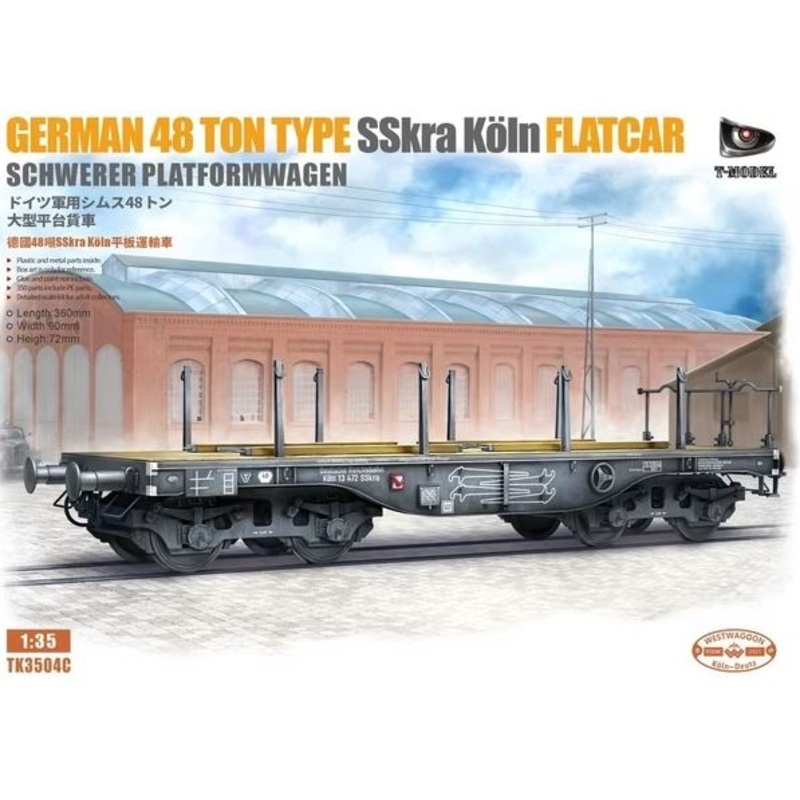 T-Model TK3504C 1/35 German 48 ton SSkra Kln Flatcar Schwerer Platformwagen