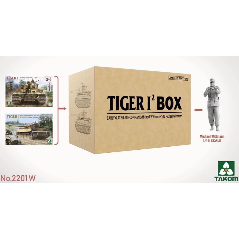 TAKOM 2201W  TIGER I BIG BOX2  2 1/35  kits & 1:16 M. Wittmann figure