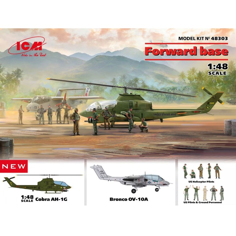 ICM 48303 1/48 Forward Base Bell AH-1 Cobra + OV-10 Bronco + figures
