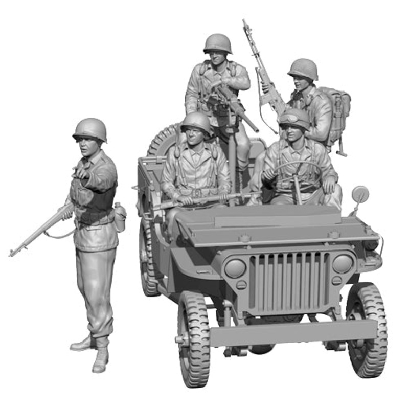 Sol Resin Factory MM572 1/35 WWII U.S.ARMY Infantry and military police for Jeep (not included) 3D printed model kits