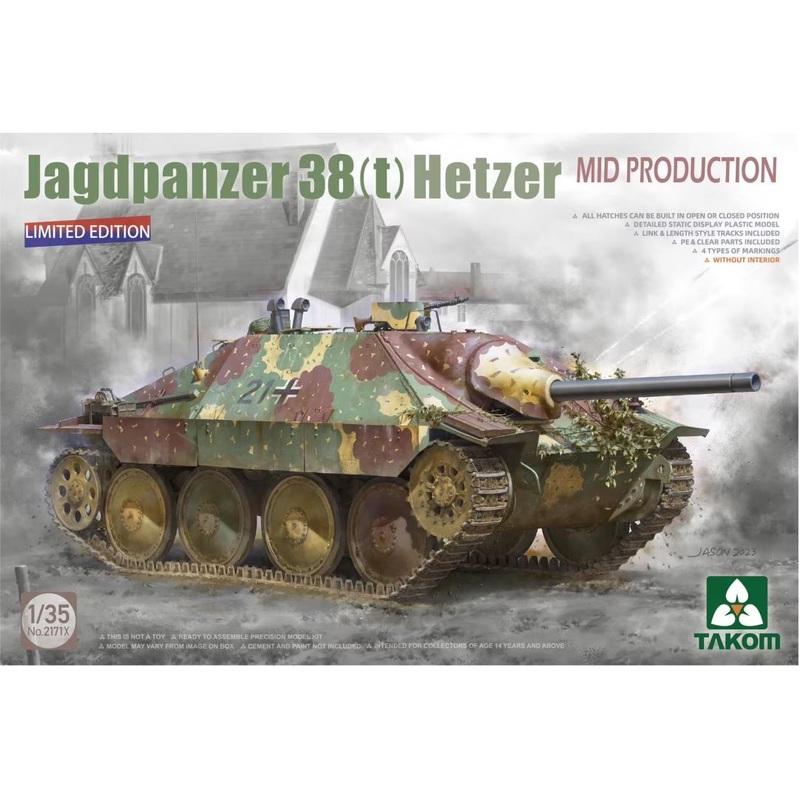Takom 2171X 1/35 Jagdpanzer 38(t) Hetzer MID-Limited Ed NO INTERIOR
