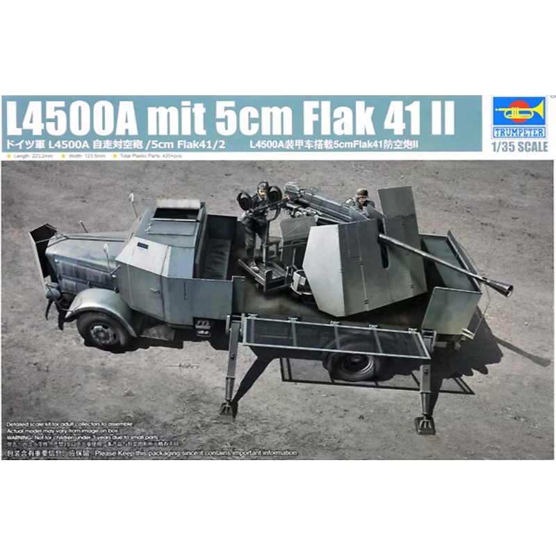 Trumpeter 09594 1/35 L4500A Military Truck w/5cm Flak 41 II Gun