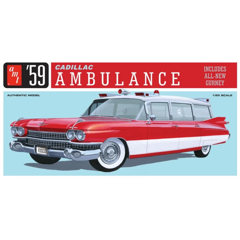 AMT 1395 1/25 1959 Cadillac Ambulance with Gurney