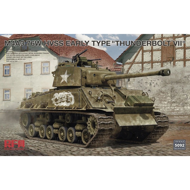 Rye Field Model 5092 1/35 M4A3 76W HVSS Early Type Thunderbolt VII